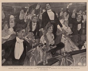 「B-P」の3つの乾杯、劇場でマフェキング救済のニュースがどのように受け取られたか 作： Frank Craig
